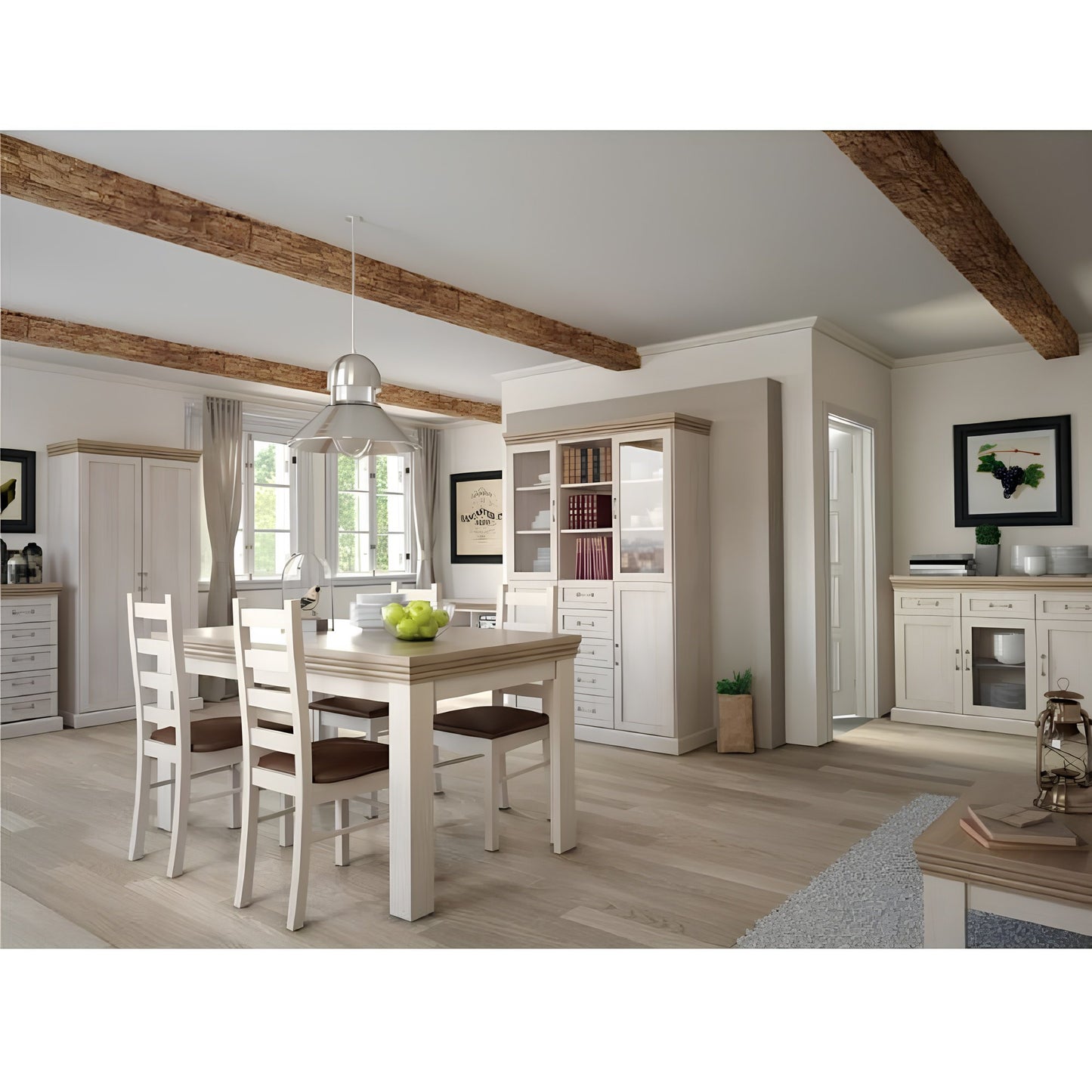 Comodă, 5 sertare, pin nordic/stejar sălbatic, ROYAL KS5