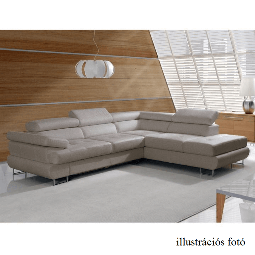 Set canapea cu spaţiu de depozitare, maro deschis melanj, material textil, dreapta, BUTON R
