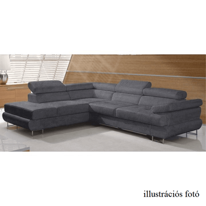 Set canapea cu spaţiu de depozitare, gri, material textil, stânga, BUTON R