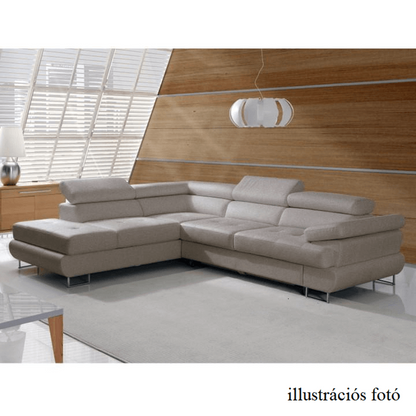 Set canapea cu spaţiu de depozitare, maro deschis melanj, material textil, stânga, BUTON R