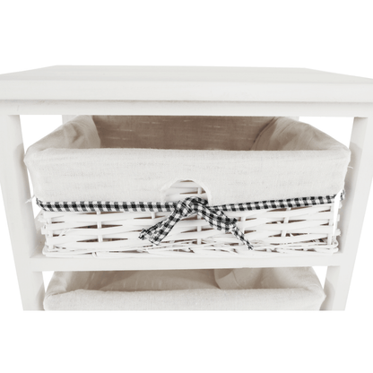 Comodă, 3 coşuri, alb antichizat, RUBY 3