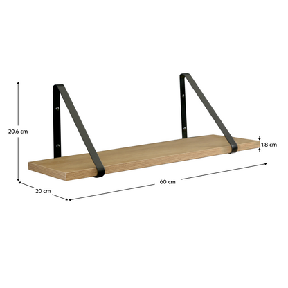 Raft suspendat, stejar / negru, SAGIRA