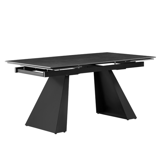 Masă dining extensibilă, grafit/neagră, 160-240,5x90 cm, SALAL