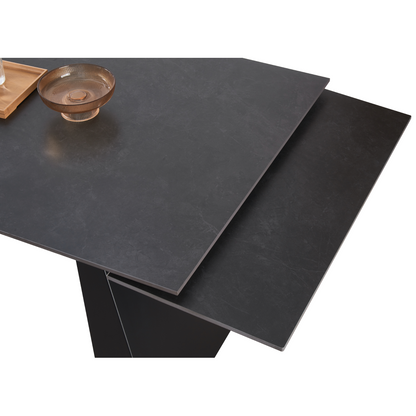 Masă dining extensibilă, grafit/neagră, 160-240,5x90 cm, SALAL