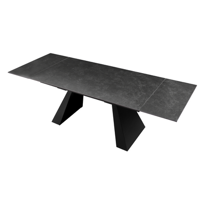 Masă dining extensibilă, grafit/neagră, 160-240,5x90 cm, SALAL