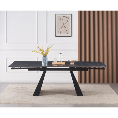Masă dining extensibilă, grafit/neagră, 160-240,5x90 cm, SALAL