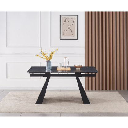 Masă dining extensibilă, grafit/neagră, 160-240,5x90 cm, SALAL