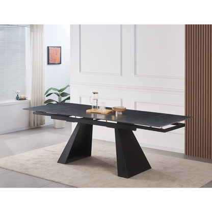 Masă dining extensibilă, grafit/neagră, 160-240,5x90 cm, SALAL