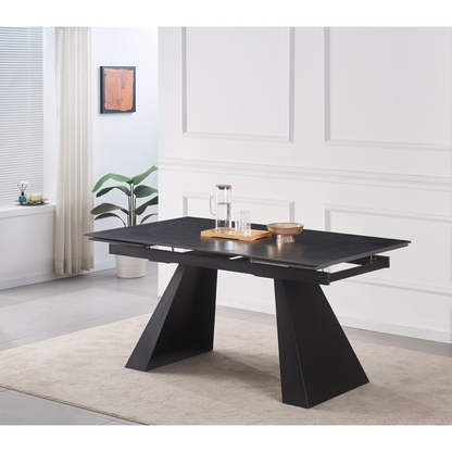 Masă dining extensibilă, grafit/neagră, 160-240,5x90 cm, SALAL