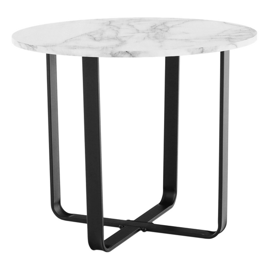 Măsuţă de cafea, marmură alba / metal negru, SALINO