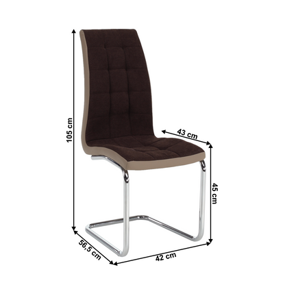 Scaun bucătărie, material textil maro/piele ecologică bej/crom, SALOMA NEW