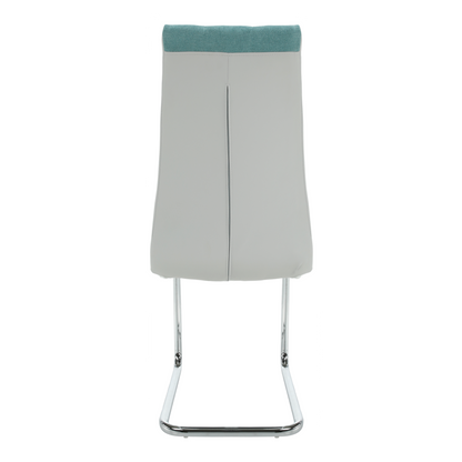 Scaun bucătărie, material textil mentol/piele ecologică gri/crom, SALOMA NEW