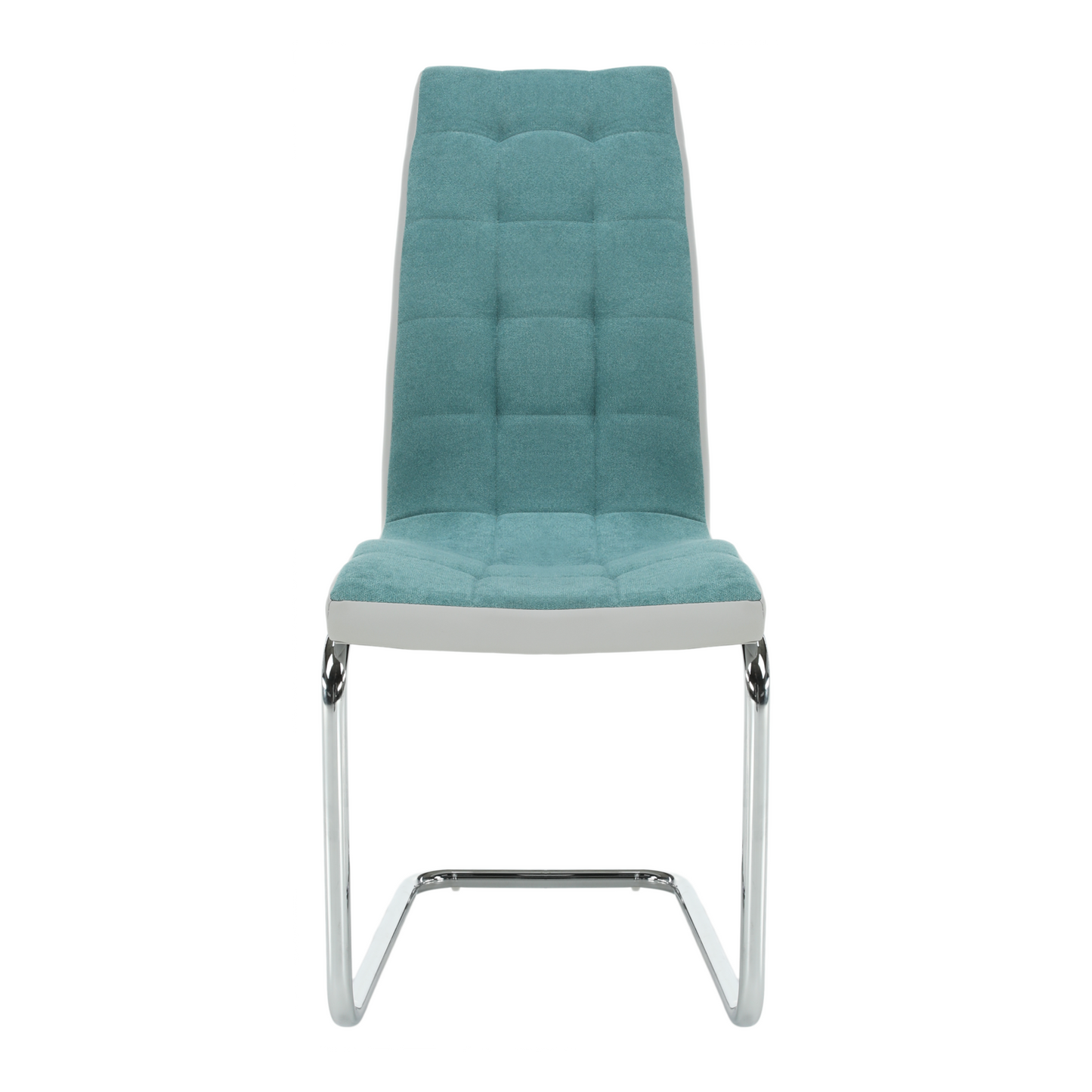 Scaun bucătărie, material textil mentol/piele ecologică gri/crom, SALOMA NEW