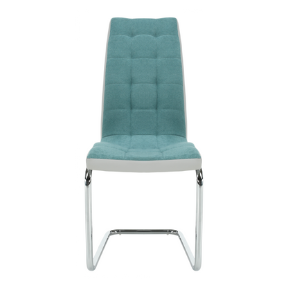 Scaun bucătărie, material textil mentol/piele ecologică gri/crom, SALOMA NEW