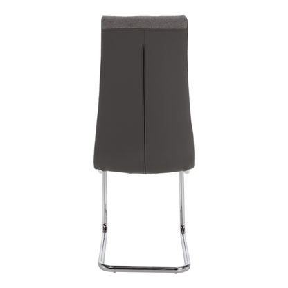 Scaun bucătărie, material textil gri deschis/piele ecologică gri/crom, SALOMA NEW