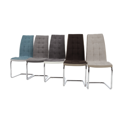 Scaun bucătărie, material textil gri deschis/piele ecologică gri/crom, SALOMA NEW