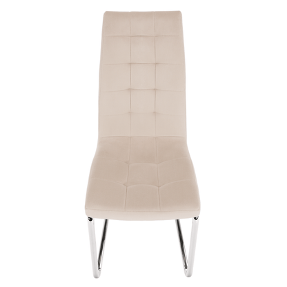 Scaun de masă, ţesătură catifea bej / crom, SALOMA NEW