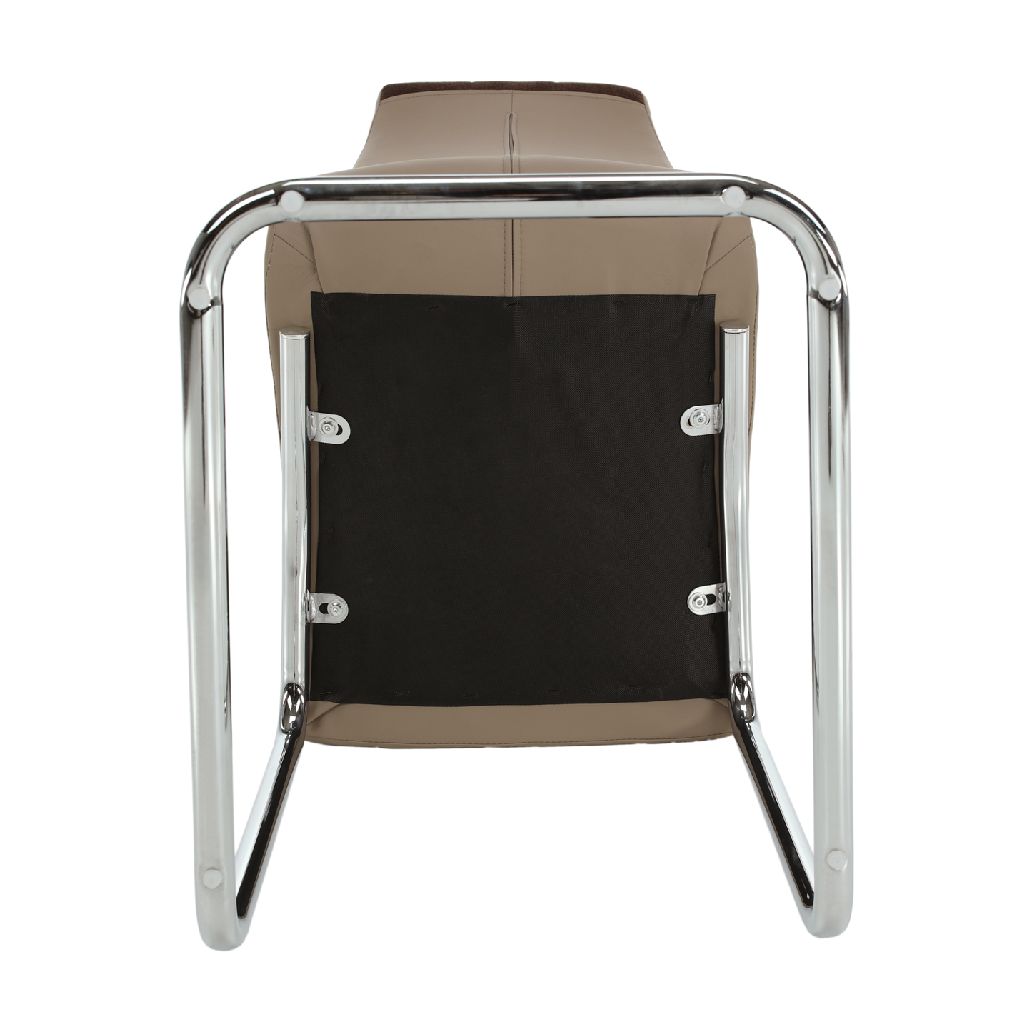 Scaun bucătărie, material textil maro/piele ecologică bej/crom, SALOMA NEW