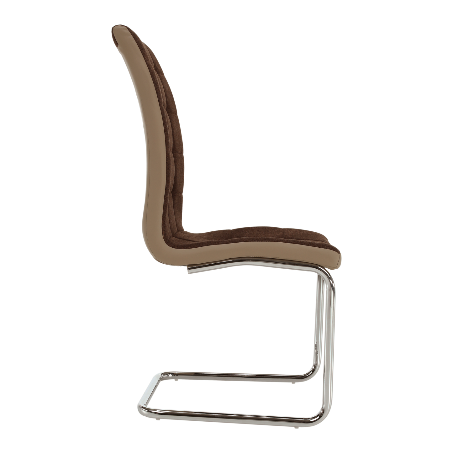 Scaun bucătărie, material textil maro/piele ecologică bej/crom, SALOMA NEW