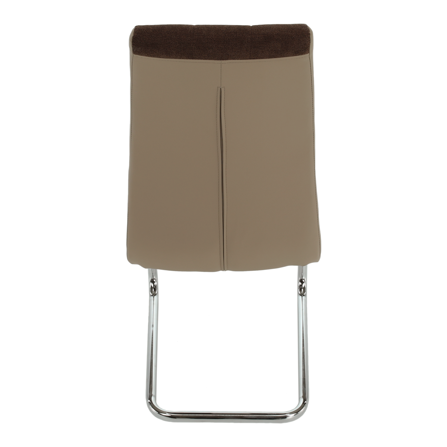 Scaun bucătărie, material textil maro/piele ecologică bej/crom, SALOMA NEW
