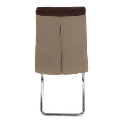 Scaun bucătărie, material textil maro/piele ecologică bej/crom, SALOMA NEW