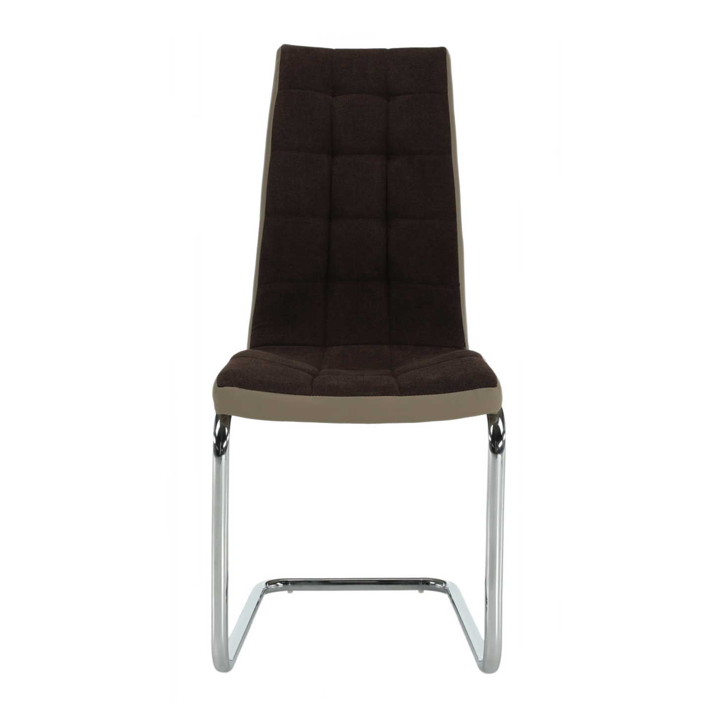 Scaun bucătărie, material textil maro/piele ecologică bej/crom, SALOMA NEW