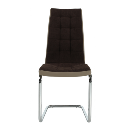 Scaun bucătărie, material textil maro/piele ecologică bej/crom, SALOMA NEW