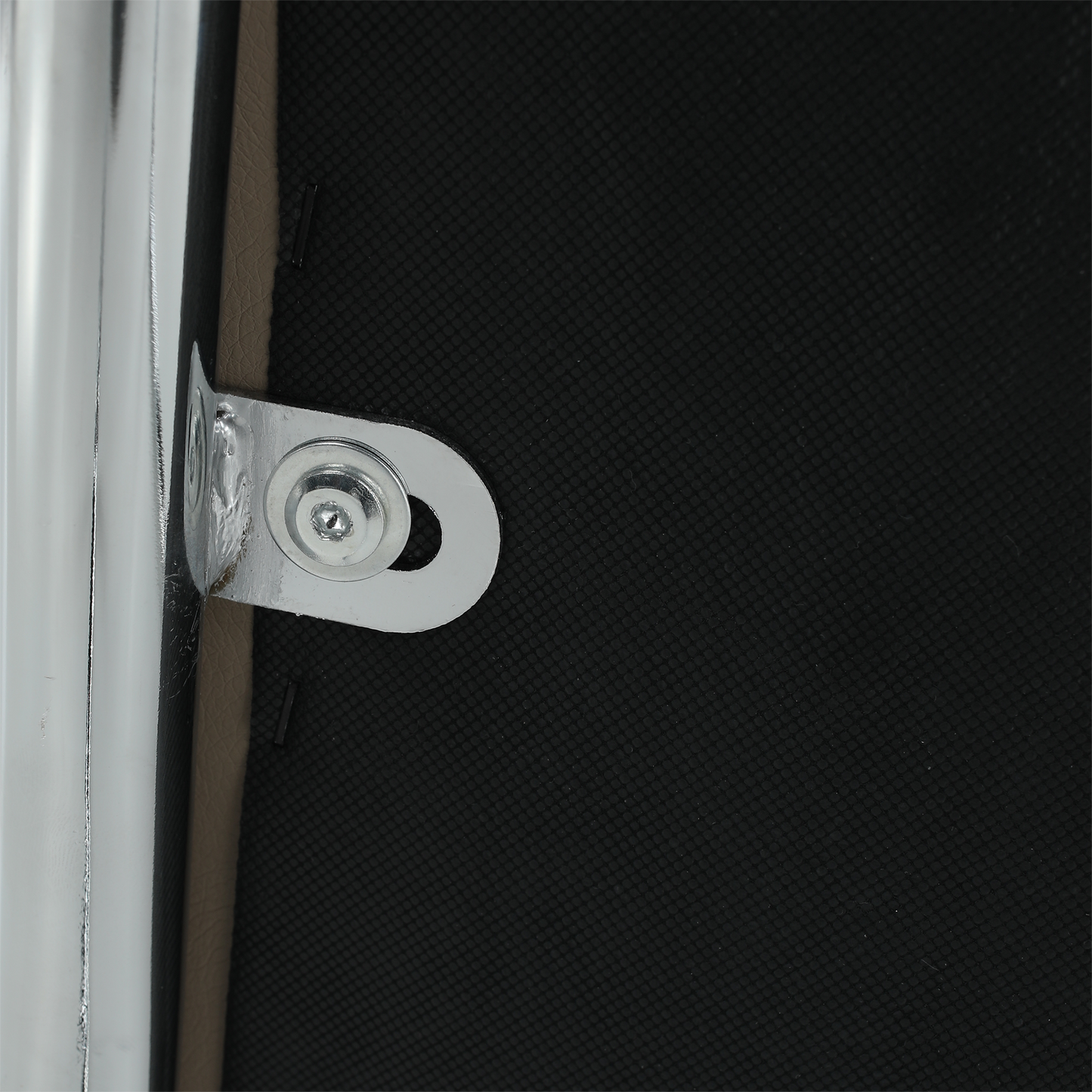 Scaun bucătărie, material textil maro/piele ecologică bej/crom, SALOMA NEW