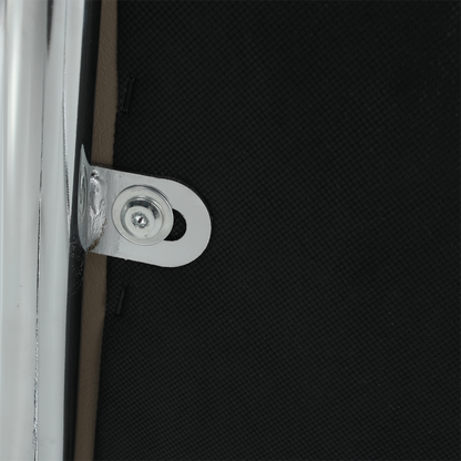 Scaun bucătărie, material textil maro/piele ecologică bej/crom, SALOMA NEW