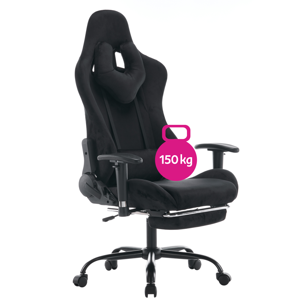 Scaun de birou/gaming, negru, ţesătură Velvet, SALOP