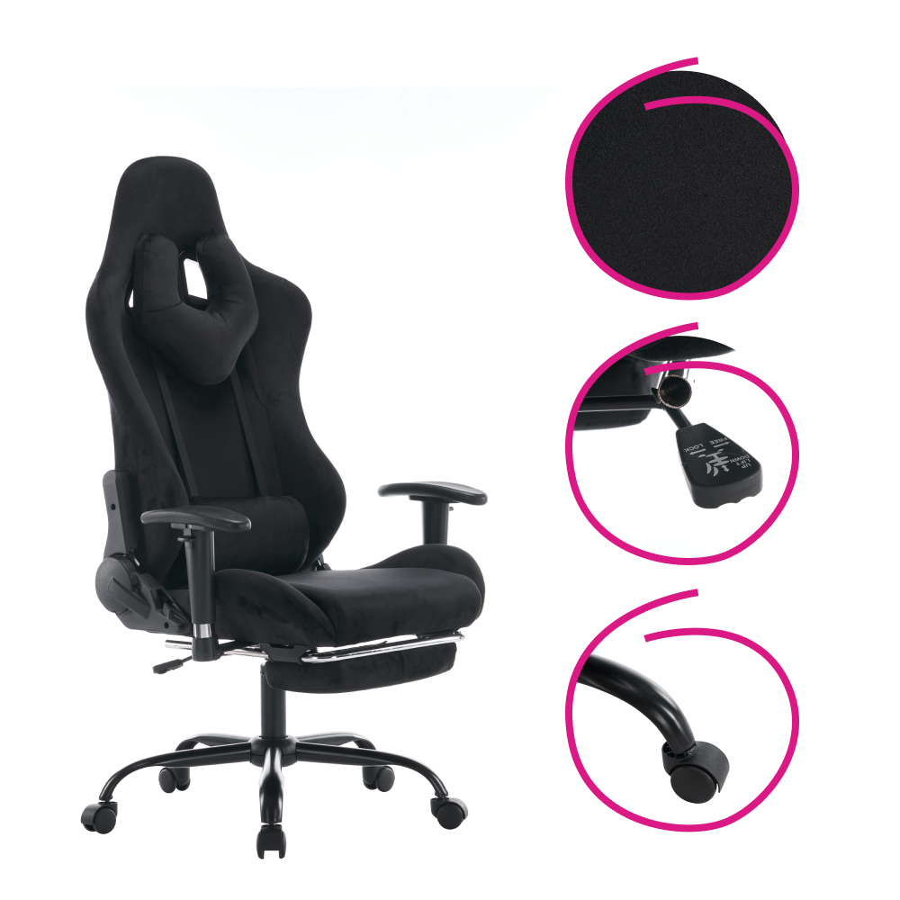 Scaun de birou/gaming, negru, ţesătură Velvet, SALOP