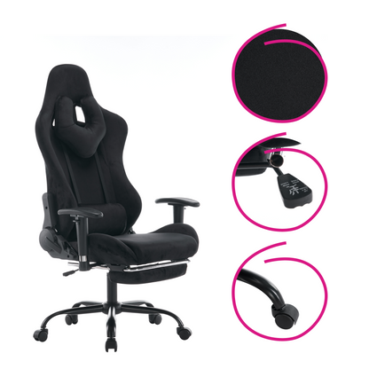 Scaun de birou/gaming, negru, ţesătură Velvet, SALOP