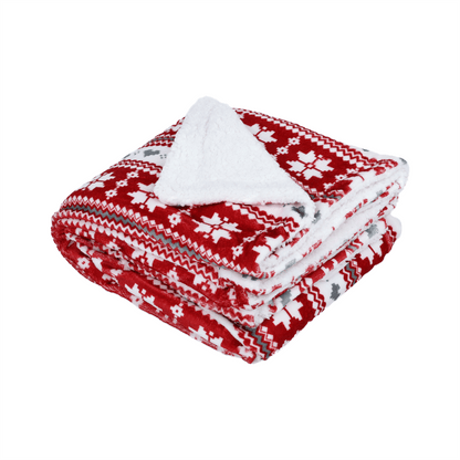 Pătură cu două feţe imitaţie miel, model de iarnă, 150x200, SAMANTE