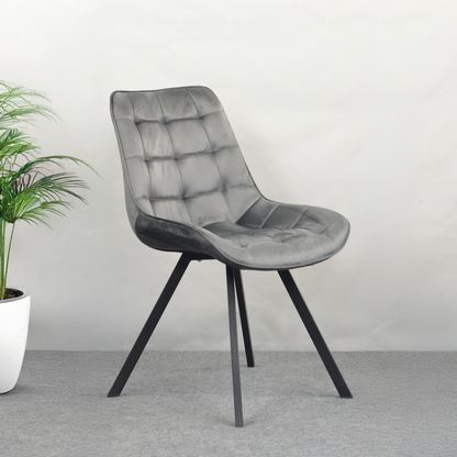Scaun de sufragerie, ţesătură Velvet gri închis/negru, SAMIRA