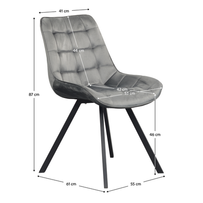 Scaun de sufragerie, ţesătură Velvet gri închis/negru, SAMIRA
