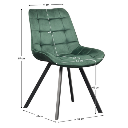 Scaun de luat masa, ţesătură Velvet verde închis/negru, SAMIRA