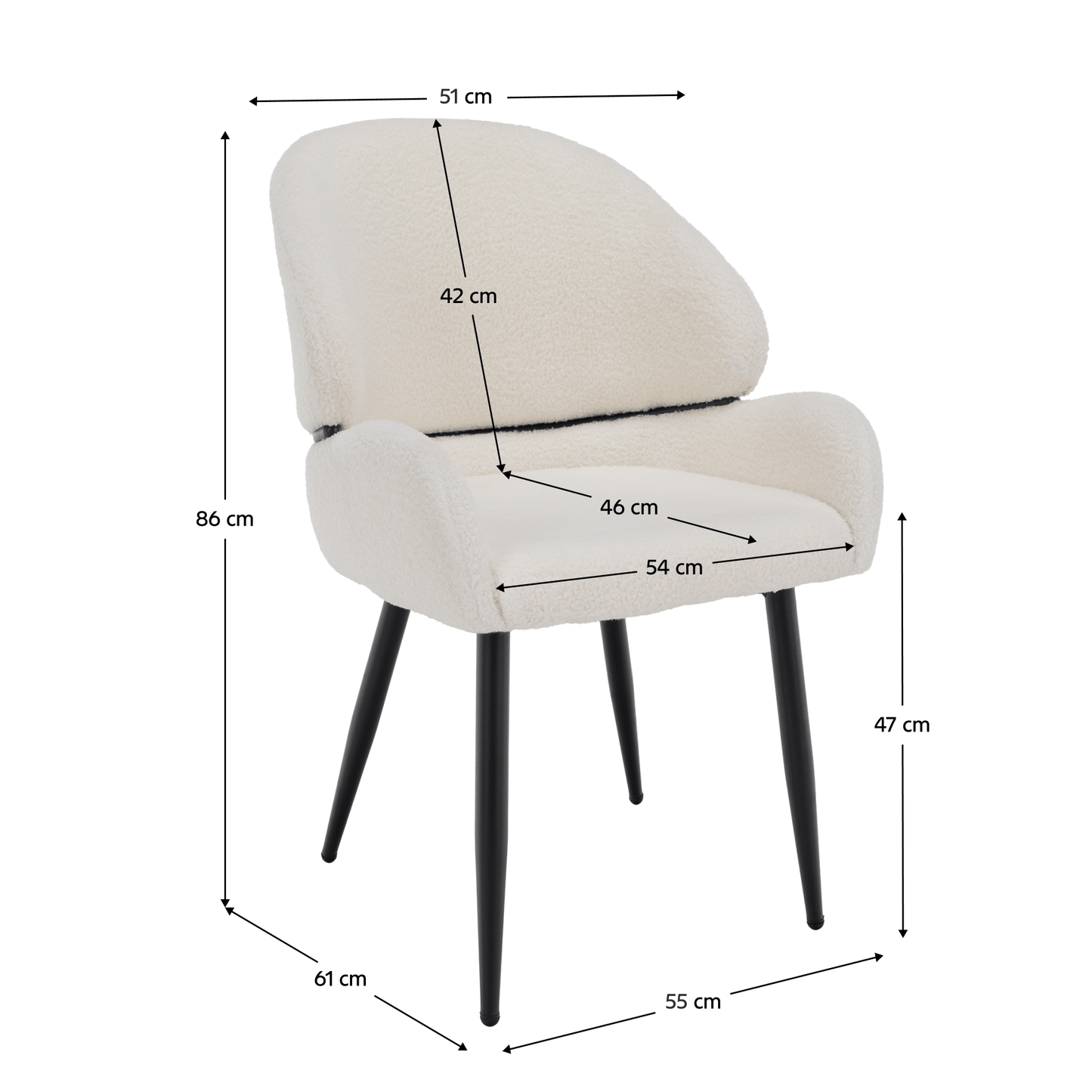 Scaun de sufragerie, alb/negru, SANAKO TYP 1