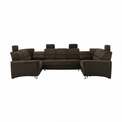 Colţar, piele ecologică maro/material textil maro, SANTIAGO U MARE
