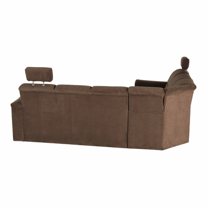 Colţar extensibil, textil maro, stânga, SANTIAGO