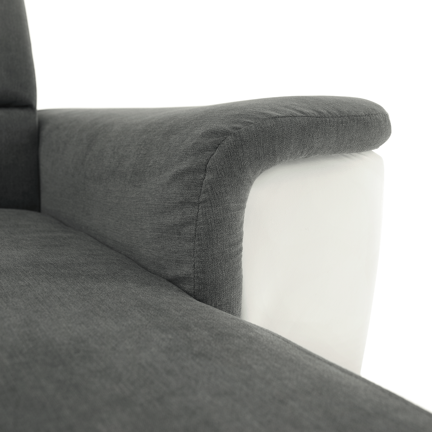 Colţar mic, piele ecologică alb/material textil gri, model dreapta, SANTIAGO COLŢAR MIC