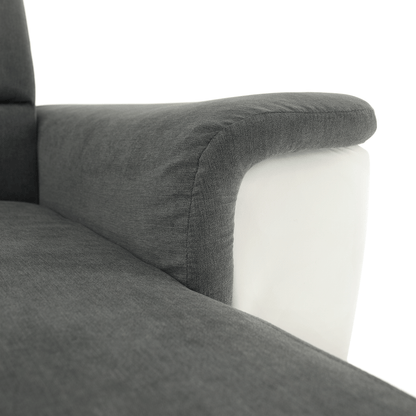 Colţar mic, piele ecologică alb/material textil gri, model dreapta, SANTIAGO COLŢAR MIC