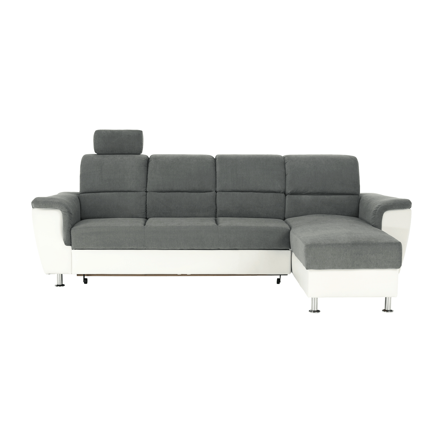 Colţar mic, piele ecologică alb/material textil gri, model dreapta, SANTIAGO COLŢAR MIC