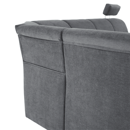 Colţar extensibil, material textil gri, model stânga, SANTIAGO