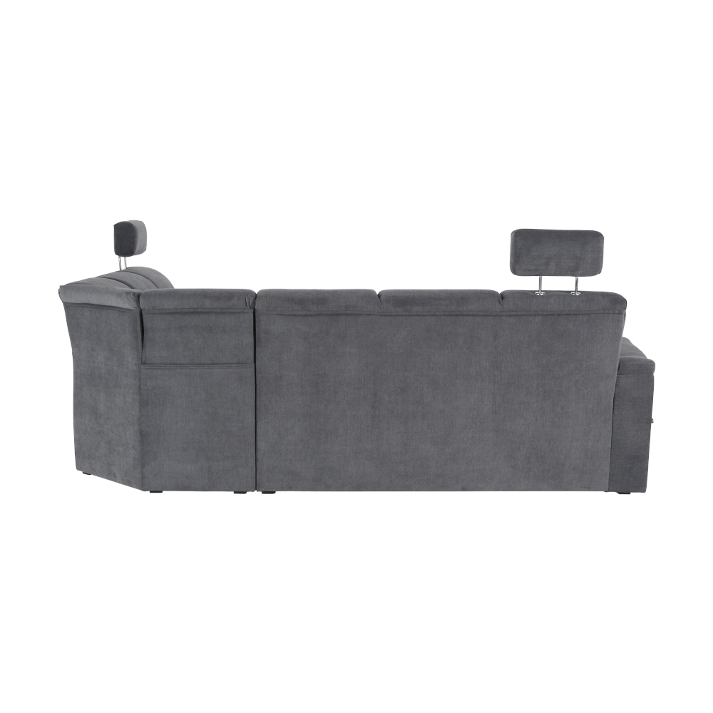 Colţar extensibil, material textil gri, model stânga, SANTIAGO