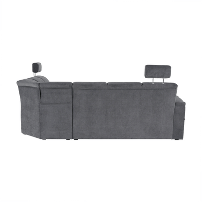 Colţar extensibil, material textil gri, model stânga, SANTIAGO