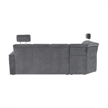 Colţar extensibil, material textil gri, model stânga, SANTIAGO