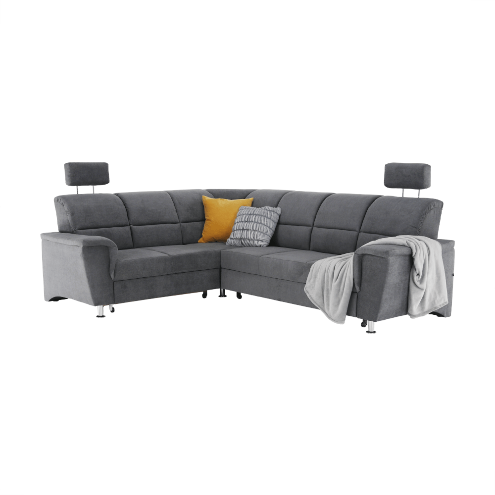 Colţar extensibil, material textil gri, model stânga, SANTIAGO