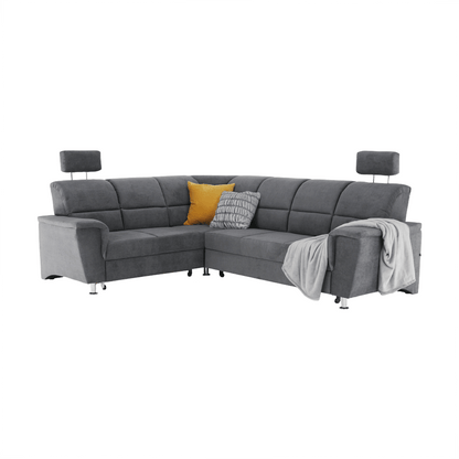 Colţar extensibil, material textil gri, model stânga, SANTIAGO