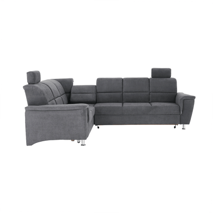 Colţar extensibil, material textil gri, model stânga, SANTIAGO