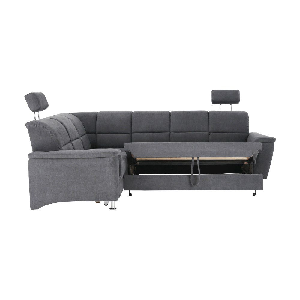 Colţar extensibil, material textil gri, model stânga, SANTIAGO